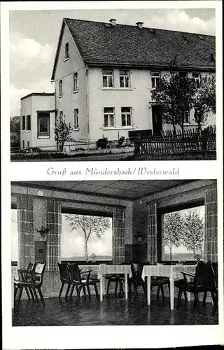 Ak Mündersbach Westerwald, Pension Kaus Eltgeld, Innenansicht