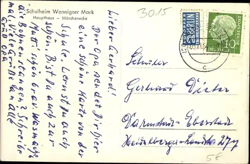 Ak Wennigsen am Deister, Schulheim Wennigser Mark, Haupthaus, Märchenecke