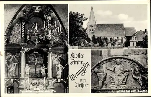 Ak Wennigsen Niedersachsen, Klosterkirche, Barockaltar anno 1706, Tympanon aus dem 13 Jahrhundert