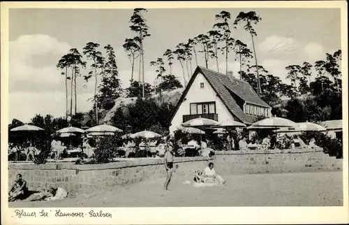 Ak Garbsen b. Hannover, Partie am Blauen See, Gasthaus