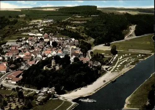 Ak Polle an der Weser, Luftbild