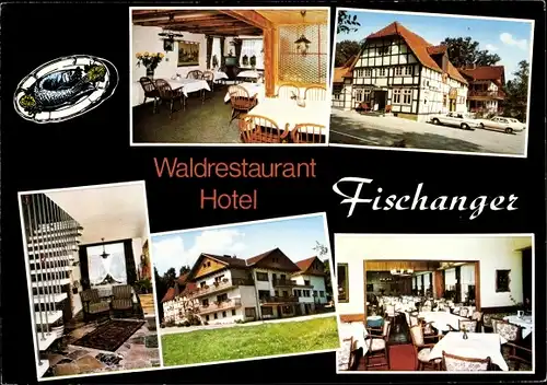 Ak Schieder Schwalenberg in Lippe, Waldrestaurant Fischanger, Innenansicht