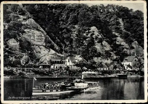 Ak Pegestorf an der Weser, Stein oder Teufelsmühle, Salondampfer