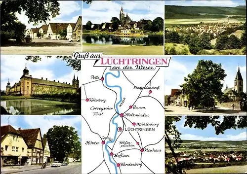 Landkarten Ak Lüchtringen Höxter an der Weser, Ortsansichten, Gesamtansicht