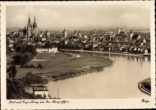 Ak Regensburg an der Donau Oberpfalz, Panorama, Donau