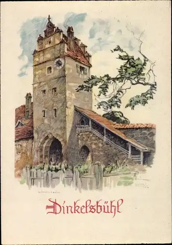 Künstler Ak Ritscher, S., Dinkelsbühl Kreis Ansbach Mittelfranken, Deutsche Städtebilder, Tor, Turm