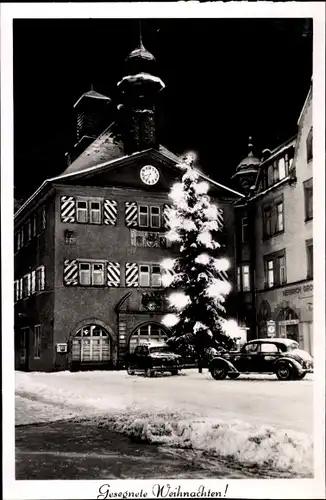 Ak Bad Kissingen Unterfranken Bayern, Altes Rathaus, Marktplatz, Winter