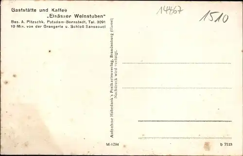 Ak Bornstedt Potsdam, Gaststätte Elsässer Weinstuben