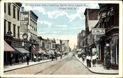 Ak Union Hill New Jersey USA, Bergen Line Avenue, Looking North from Lewis St.