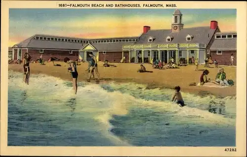 Ak Falmouth Massachusetts USA, Beach, Bathhouses