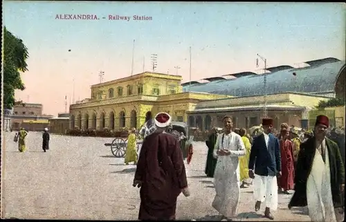 Ak Alexandria Ägypten, Railway Station
