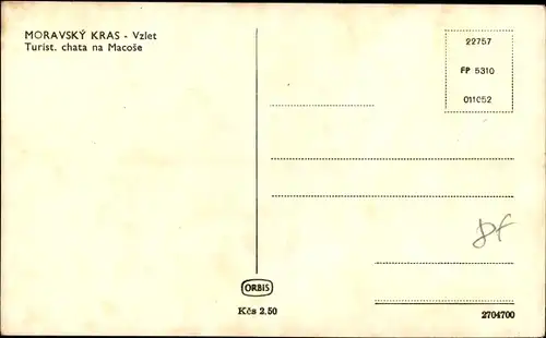 Ak Moravský kras Der Mährische Karst Südmähren, Vzlet, Turist. chata ma Macose