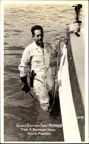 Foto Ak Miami Florida USA, Glass Bottom Boat Mermaid, Pier 9, Bayfront Park