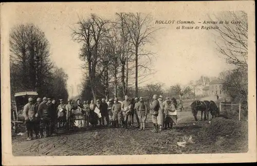 Ak Rollot Somme, Avenue de la Gare, Route de Regibaie