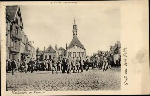 Ak Péronne Somme, Marktplatz