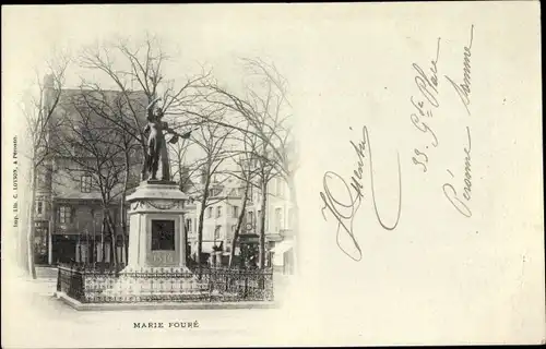 Ak Péronne Somme, Marie Foure-Denkmal