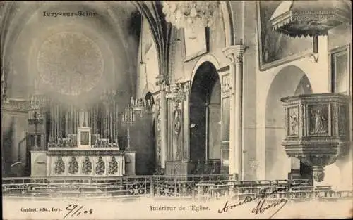 Ak Ivry sur Seine Val de Marne, Interieur de l'Eglise