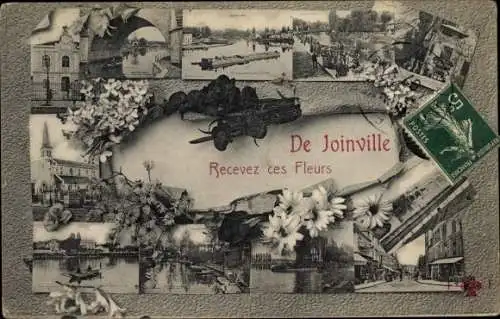 Ak Joinville le Pont Val de Marne, Recevez ces Fleurs, Blumen, Ortsansichten