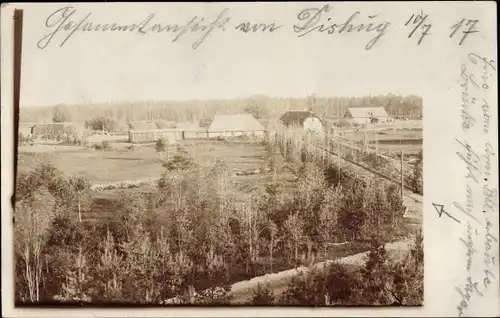 Foto Ak Blick zu einem Ort mit von Soldaten erbauter Brücke, I WK