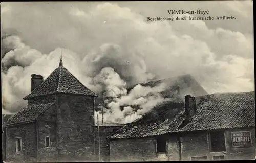 Ak Viéville en Haye Meurthe et Moselle, Beschießung der Ortschaft durch französische Artillerie