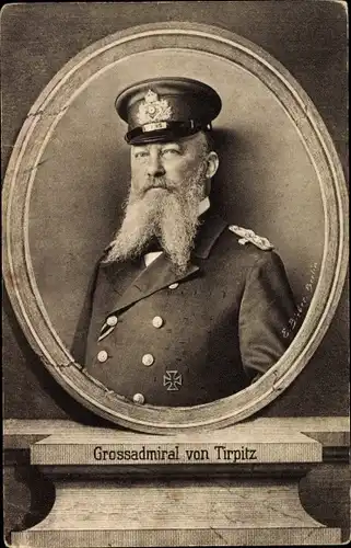 Passepartout Ak Großadmiral Alfred von Tirpitz, Nachfolger Hollmanns, Portrait