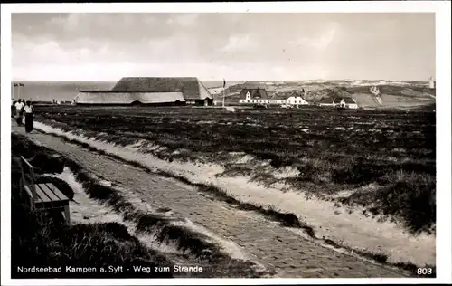 Ak Kampen auf Sylt, Weg zum Strand