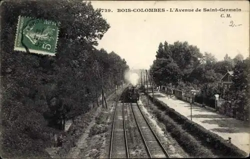 Ak Bois Colombes Hauts de Seine, L'Avenue de Saint Germain, Eisenbahn
