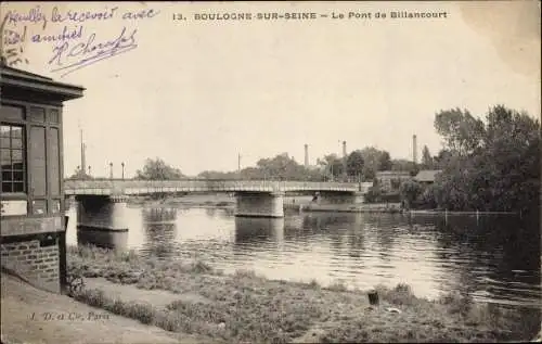Ak Boulogne sur Seine Hauts de Seine, Le Pont de Billancourt