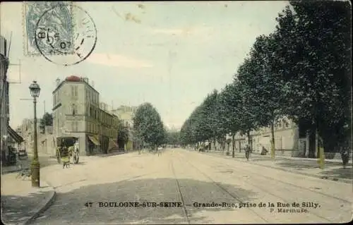 Ak Boulogne sur Seine Hauts de Seine, Grande Rue, prise de la Rue de Silly