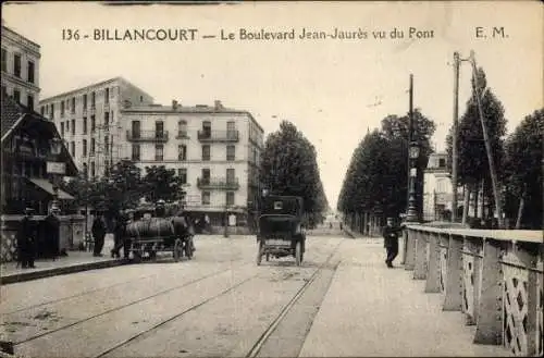 Ak Billancourt Hauts de Seine, Le Boulevard Jean Jaures vu du Pont