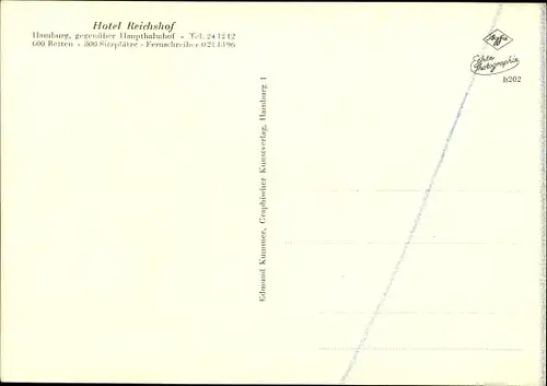 Ak Hamburg Mitte Altstadt, Hotel Reichshof, Stadt Restaurant
