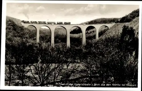 Ak Boppard am Rhein, Viadukt des Hunsrückbahn, Blick aus dem Mühltal, Eisenbahn