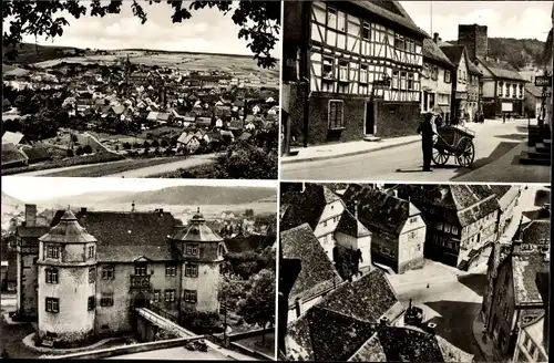 Ak Hardheim im Odenwald Baden, Gesamtansicht, Straßenpartie, Burg