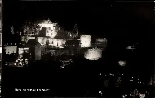 Ak Monschau Montjoie in der Eifel, Burg bei Nacht