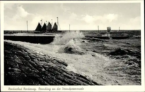 Ak Norderney in Ostfriesland, Brandung, Strandpromenade