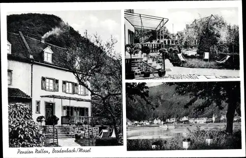 Ak Brodenbach an der Terrassenmosel, Pension Nollen, See, Terrasse