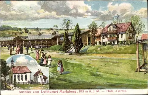 Künstler Ak Sankt Lorenz Kempten im Allgäu Schwaben, Mariaberg mit Kapelle, Hotel