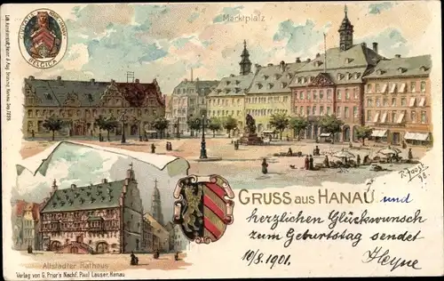 Wappen Künstler Litho Joost, R., Hanau am Main, Marktplatz, Altstädter Rathaus