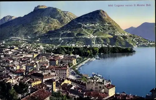 Ak Lugano Kanton Tessin, Monte Bré und Ortschaft