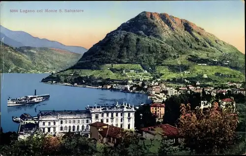 Ak Lugano Kanton Tessin Schweiz, Col Monte San Salvatore, Blick auf den Ort