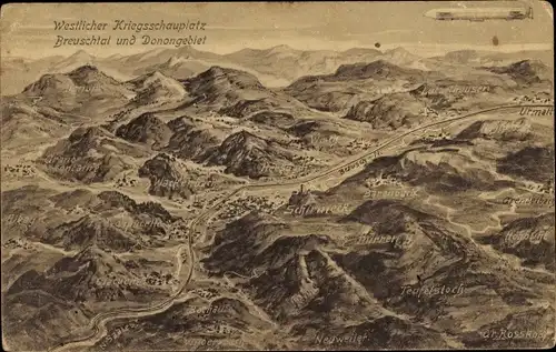 Landkarten Ak Schirmeck Elsass Bas Rhin, Westlicher Kriegsschauplatz, Breuschtal und Donongebiet