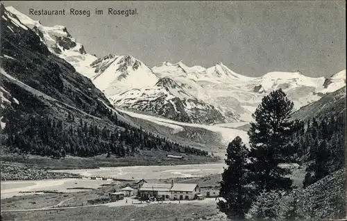 Ak Samaden Samedan Kanton Graubünden, Restaurant Roseg im Rosegtal, Val Roseg