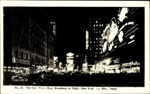 Ak New York City USA, The Gay White Way, Broadway at Night