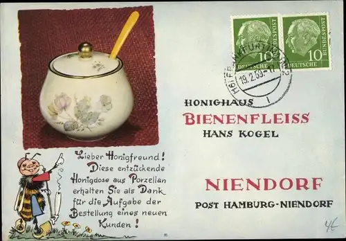 Ak Hamburg Niendorf, Reklame, Hans Kogel Honighaus Bienenfleiss, Biene