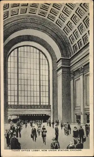 Ak Chicago Illinois, Ticket Office Lobby, New Union Station