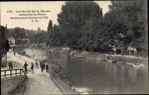 Ak Joinville le Pont Val de Marne, Restaurant Fanac et l'Ile