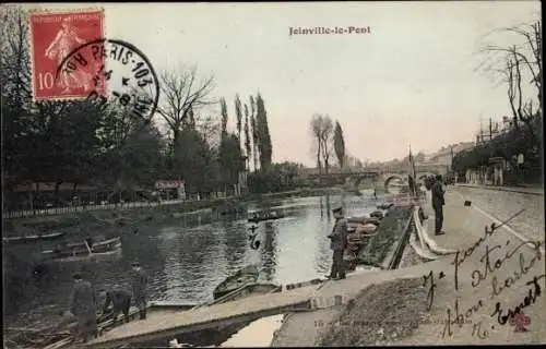 Ak Joinville le Pont Val de Marne, Pont du Joinville, Flusspartie