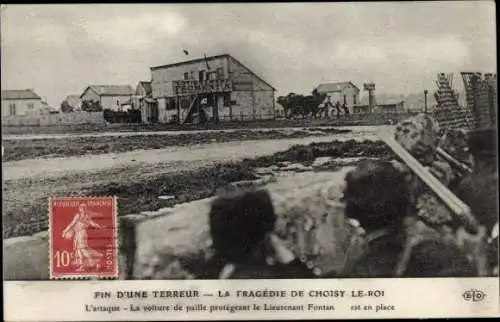 Ak Choisy le Roi Val de Marne, Fin d'une Terreur, L'attaque, La voiture de paille