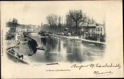 Ak Joinville le Pont Val de Marne, La Marne, Flusspartie