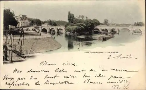 Ak Joinville le Pont Val de Marne, La Marne, Brücke